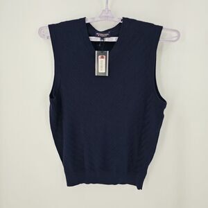 Roundtree‎ and York Royal Bluee 100% Cotton Pullover Sleeveless Vest Size L NWT